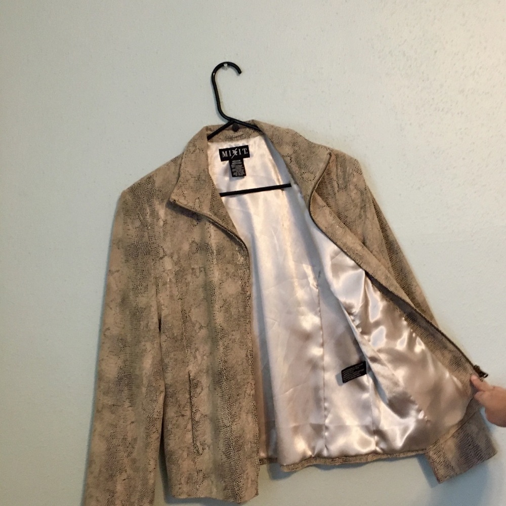 Leather Python Print Jacket - Picture 3 of 8